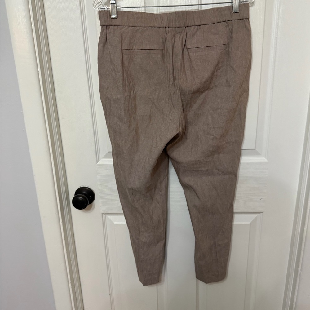 NWT J Jill Linen Stretch Pull On Ankle Pant in Saddle Khaki Tan sz medium p - Picture 5 of 5